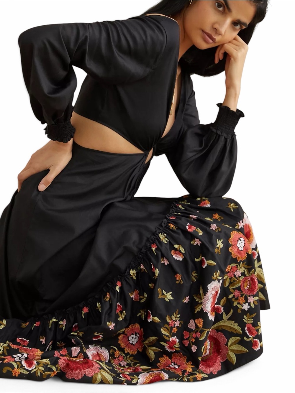 Anthropologie | Geisha Designs – Karolina Cut-Out Embroidered Maxi Dress - Sz 6 - Picture 3 of 9